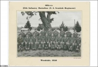 Officers 27 Bn (SA Scottish Regt) Woodside, back row far left Ivor Evans, 5th from left Keith Russack 1950